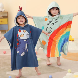 Kids Beach Poncho TowelsAbsorbent Quick DryChildrens Hooded Bathrobe for Boys Girls 3-12YearsAnimal Cartoon Swim Bathing Cap
