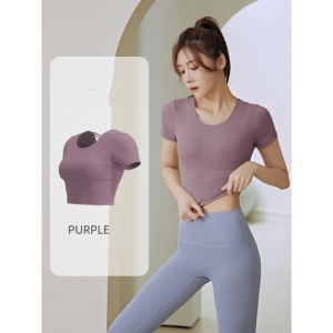 Thể thao thân trên tay ngắn tập thể dục Yoga với đệm ngực khô nhanh quần bó chạy bộ cho phụ nữ
