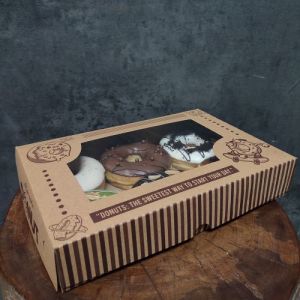 Box Donat Kraft isi 6 - Box Donat Jendela-Kotak Donat -Kotak Donut-Wadah Brownies-Bronis