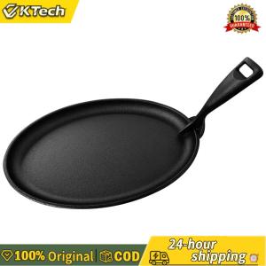 【Free Shipping】 Cast Iron 10.6 X 6.89in Griddle Oval Shape Steak Plate Fajita Skillet Fajita Server Plate Griddle Pan for Cooking Grilling Meats