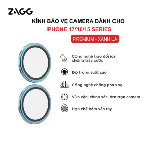 [CÓ BẢO HÀNH][iPhone 17/16/15] Dán bảo vệ CAMERA cao cấp ZAGG Premium/Luxury công nghệ ion tối đa độ rõ nét ClearPrint