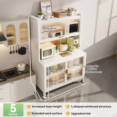 CompactSteel​​ store Kitchen Storage Pantry Cabinet Buffet Sideboard Cupboard Coffee Bar Microwave Stand Cabon Steel Organizer With Door