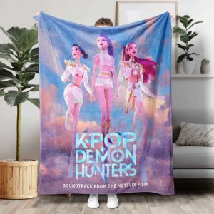 KPop Demon Hunters Flannel Blanket Premium Soft Warm Lightweight Cozy Sofa Blanket For Bedroom Livin