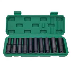 (จัดส่งจากกรุงเทพ) ชุดลูกบล็อกยาว ชุดบล็อก ชุดประแจไฟฟ้า ลูกบล็อคลมยาว ลูกบล็อกดำ ลูกบล็อกยาว 8101213141617192224mm Hex Shank 1/2 4หุน