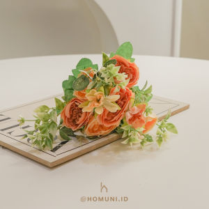 Buket Bunga Palsu Mawar Pastel Artifisial/Pastel Rose Artificial Bouquet Flower/Bunga Dekorasi Wisuda Hantaran Seserahan Fotoprops