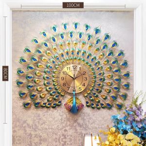 Đồng hồ treo tường chim công đồng hồ Quartz hiện đại trang trí phòng khách cao cấp decor nhà