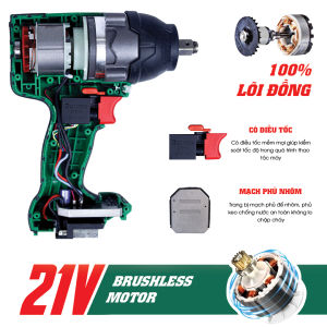 Máy siết bulong Workfix 650N Không chổi than - Máy bắn bulong 650Nm WF-IW650N Chân Pin Phổ Thông