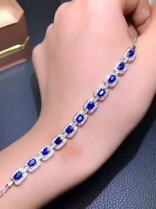 KJJEAXCMY fine jewelry 925 sterling silver inlaid natural sapphire Womens hand Bracelet Halloween Wedding Engagement Gift