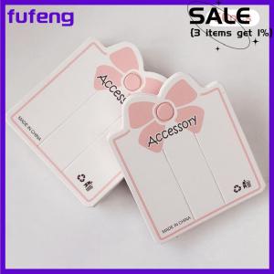 fufeng 50PCS Pink Bowknot 2 Pores Display Paper Card Tag For Bracelet Jewelry Hair Accessories Holder Packaging Supplies Small Tool