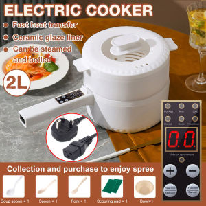 Warhom 2L Large Capacity Multifunction Electric Multi Cooker With PP Steam Tray Electric Non-stick Ceramic Liner Cookware Mini Cooker Quick Heating 700w Smooth Handle Cooking Hot Pot Up To 9.5H Reservation Frying Wok for Student Office Me-time