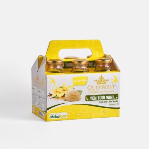 Queennest Yến Tươi Ngũ Vị Hương Vanilla/Hồng Sâm/Hạt Chia/Collagen/Nha Đam - Hộp 6 Chai 240ml