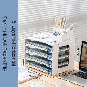 VALUEPULSE Space-Saving File Storage Rack Multi-layer Creative Desktop Organizer Practical Archives Receipt Storage Box Accounting Supplies