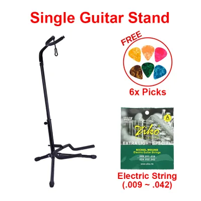 Foldable Guitar Stand Acoustic / Electric / Classical / Bass & Ukulele - FREE 6 Guitar Picks | Gitar Stand Akustik Elektrik Ukelele Murah