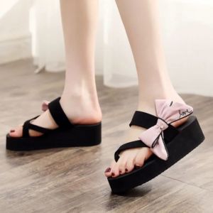 [Free Shipping] New Bow-Knot Sandals For Women Perfect For Summer Beach And Outdoor Wear Featuring A Wedge Heel Non-Slip Soles And A Thick Platform Design