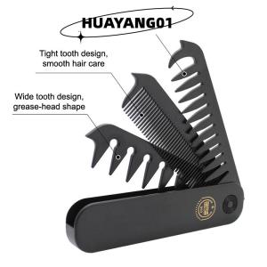 HUAYANG01 [2023 new HOT FASHION] 3 In 1 Folding Combs Plastic Wide Tooth Oil Head Comb Beard Combing Multifuncional Barber Hair Clipper Comb Styling Tools