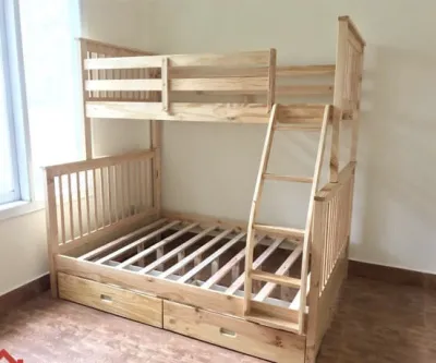 Giường Tầng K.Bed Gỗ Tư Nhiên - Tầng Dưới Rộng 1m4 - Tầng Trên Rộng 1m (Có Thể Tách Thành 2 Giường Đơn)