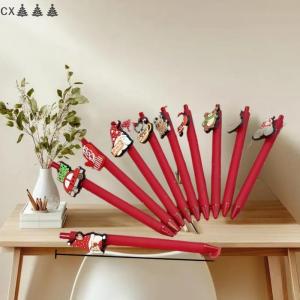 CX🎄💓💥 10 Pcs Loạt Màu Đỏ Giáng Sinh Bút Hình Quạt Bút Bi Santa Claus Quà Tặng Bút Quà Tặng Cho Giáng Sinh Những Người Yêu Thích