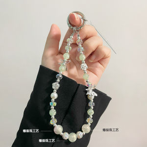 Alloy Butterfly Phone Chain Short Clear Ins Simple Style Keychain Chain Crystal Handmade Beaded Bag Pendant