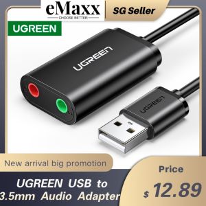 UGREEN Sound Card External 3.5mm USB to Audio Jack Adapter USB to Microphone Speaker Audio Interface for PS4 Laptop Computer USB Sound Card