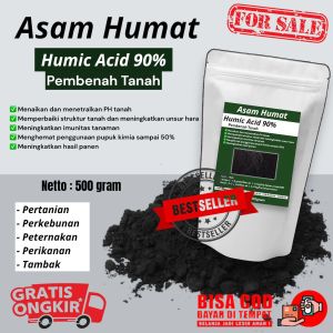 Asam humat humic acid 90% | Asam humat pembenah tanah alami berbentuk serbuk 500gr pupuk asam humat