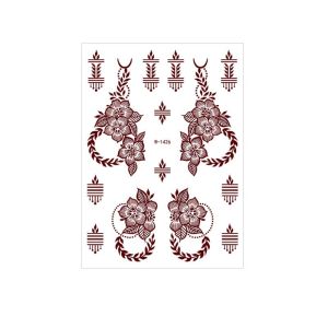 ERYRG Legs Arm Henna Tattoo Stickers Lace Fake Tattoo Red Mehndi Stickers Red Henna Tattoo Decals Red Lace Henna Tattoo Wedding Tool Temporary Tattoo Women/Lady
