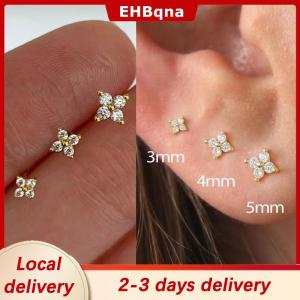[COD]  HOT SALE Ship within 24 hours 3Pcs set Four Petals Zircon Flower Stud Earrings Set For Women Small Classic Versatile  Earrings 3 4 5mm