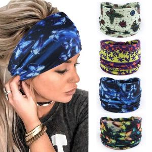 LUXERY Bohemian Butterfly Yoga Sport Headband Cotton Elastic Printed Headscarf Fashion Vintage Knot Hair Scarf