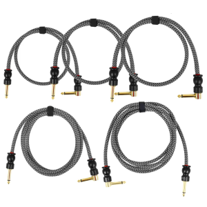 6.35mm Guitar Cable Keyboard Cord 1/4 inch Straight to Right Angle Guitar Lead Instrument Cable Noiseless Sound Lead