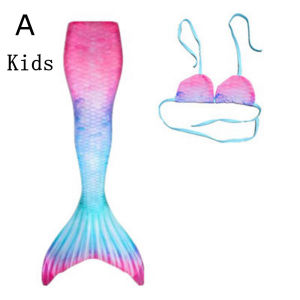 【Local shipment】2Pcs Child Mermaid Costume Women Swimsuit with Monofin Mermaid Tail Swimming Suit Lady Swimwear for Women Girl Princess Little Mermaid Ariel Children Birthday Party Wear Halloween Fancy Costume
