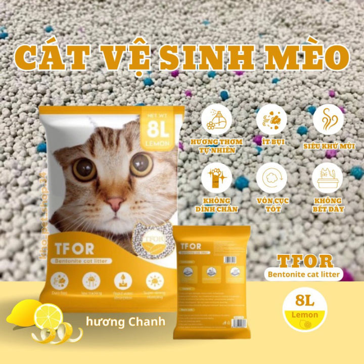 Cát vệ sinh Mèo đất sét TFOR, thơm lâu, chứa hạt khử mùi. CÁT MÈO VỆ ...