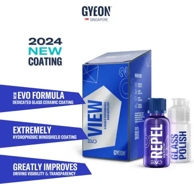 GYEON Q2 View EVO 20ml Kit - Dedicated Automotive Car Care Durable Glass Windscreen Hydrophobic Ceramic Coating