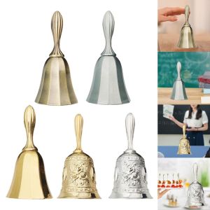 CAMPHORSTORE61RE8 Bronze Metal Hand Bell Clear Sound Retro Rose Church Bell Fashionable Antique Handbell Wedding Bell For Restaurant Bar Jingle Church School