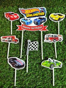 Topper cake hotwheels Happy birthday hiasan kue ulang tahun
