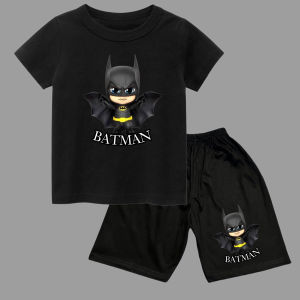setelan celana pendek dan kaos oblong anak1-10tahun sablon karakter batman bahan katun combed lembut