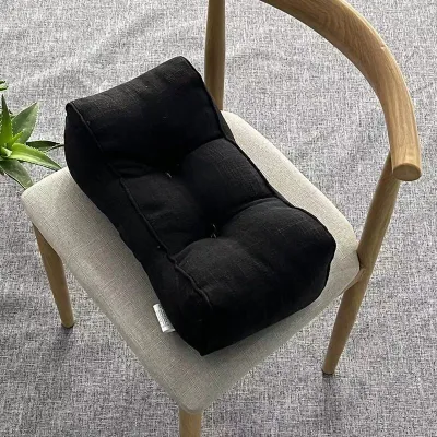 Purrhappy Lumbar Support Cushion Linen Waist Pillow Kerusi Office Chair Car Seat Rumah Tahan Lama Back Support
