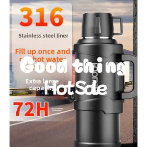 316 Stainless Steel Insulated Kettle Outdoor Large Capacity Insulated Cup Portable Car Travel Hot Water Bottle 3L Warm Water Kettle 5L