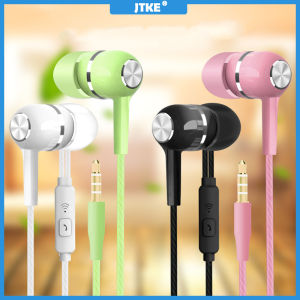 JTKE หูฟังสเตอริโอฟังเพลงหูฟังสําหรับเล่นเกมชุดหูฟังแบบมีสาย3.5มม. พร้อมไมโครโฟนสําหรับ iPhone Xiaomi Samsung คอมพิวเตอร์
