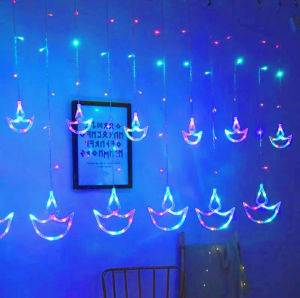 Diwali Light Deepavali Light CurtainString Lights with Pack of 12 Hanging Diyas Anchor Curtain Lights deepavali decoration light Bedroom Christmas Deepavali Wedding Decoration String Lighting