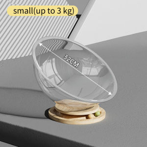 AIMAYAPET 2-in-1 Space Cat Nest Capsule Solid Wood Cat Bed with Catnip Ball Transparency Acrylic Ice Cat House