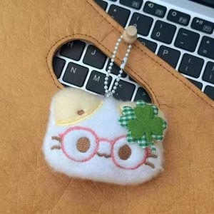 4PCS Cartoon Plush Lucky Clover Cat Keychain Cute Stuffed Funny Cats Bag Pendant Keyring Fashion Jewelry Friend Gifts