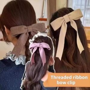 Korean Style Thread Swallowtail Ribbon Bow Hair Clip Extra Large Simple Korean Style Duckbill Clip Temperament