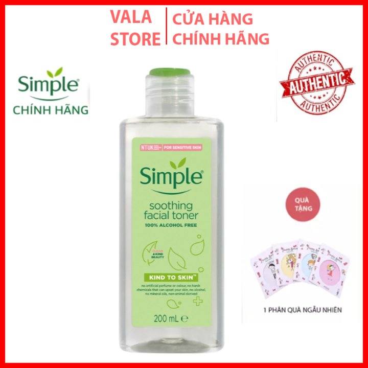 Nước Hoa Hồng Simple Cân Bằng Da Dịu Nhẹ Kind To Skin Soothing Facial Toner 200ml Vala Store