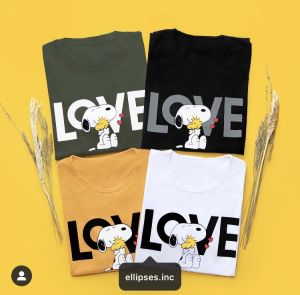ELLIPSES.INC Tumblr Tee / T-Shirt / Kaos Wanita Lengan Panjang SNOOPY LOVE Atasan Wanita