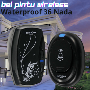 (TRENDY) TaffHOME Bel Pintu Rumah Tanpa Kabel Anti Air 36 Nada Wireless Door Bell Waterproof EU Plug