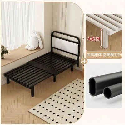 Extendable Metal Bed Frame Steel Slat Platform Base Single/Super Single Size No Box Spring Needed White