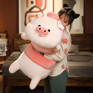 JOJO CASTLE Lovely Squishy Pig Stuffed Plush Doll Lying Piggy Plush Toy 60/80/100cm Animal Soft Plush Pillow Cushion Kids Baby Birthday Gift 柔软长抱枕