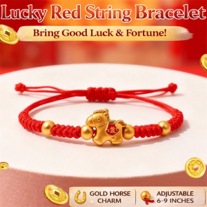 【Wealth Blessing】Horse Red String Bracelet for New Year Handmade Good Fortune Bracelet Adjustable Red String本命年福马红绳手链