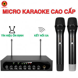 Micro Không Dây Karaoke Cao Cấp K52 - Tần Số UHF Chống Hú Rít Hút Âm Bắt Sóng Rộng Chống Nhiễu