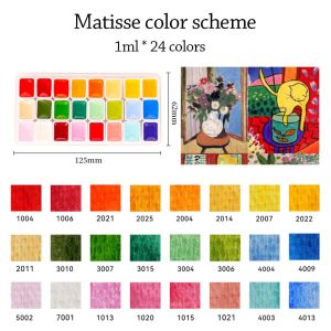 MUSASI 1ml Each Color Watercolors Paint Set Plastic 24 Colors Solid Watercolor Portable Professional Color Matching Acuarela Pigments Professional Art