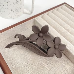 Jepit Rambut Doff JUMBO 12cm Plumeria Large Dark Coffee Color Cute Matte Hair Claw HMJ015